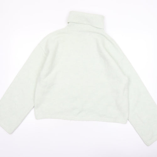 Bershka Women Ivory Roll Neck Knit Jumper Size 8 Regular Fit