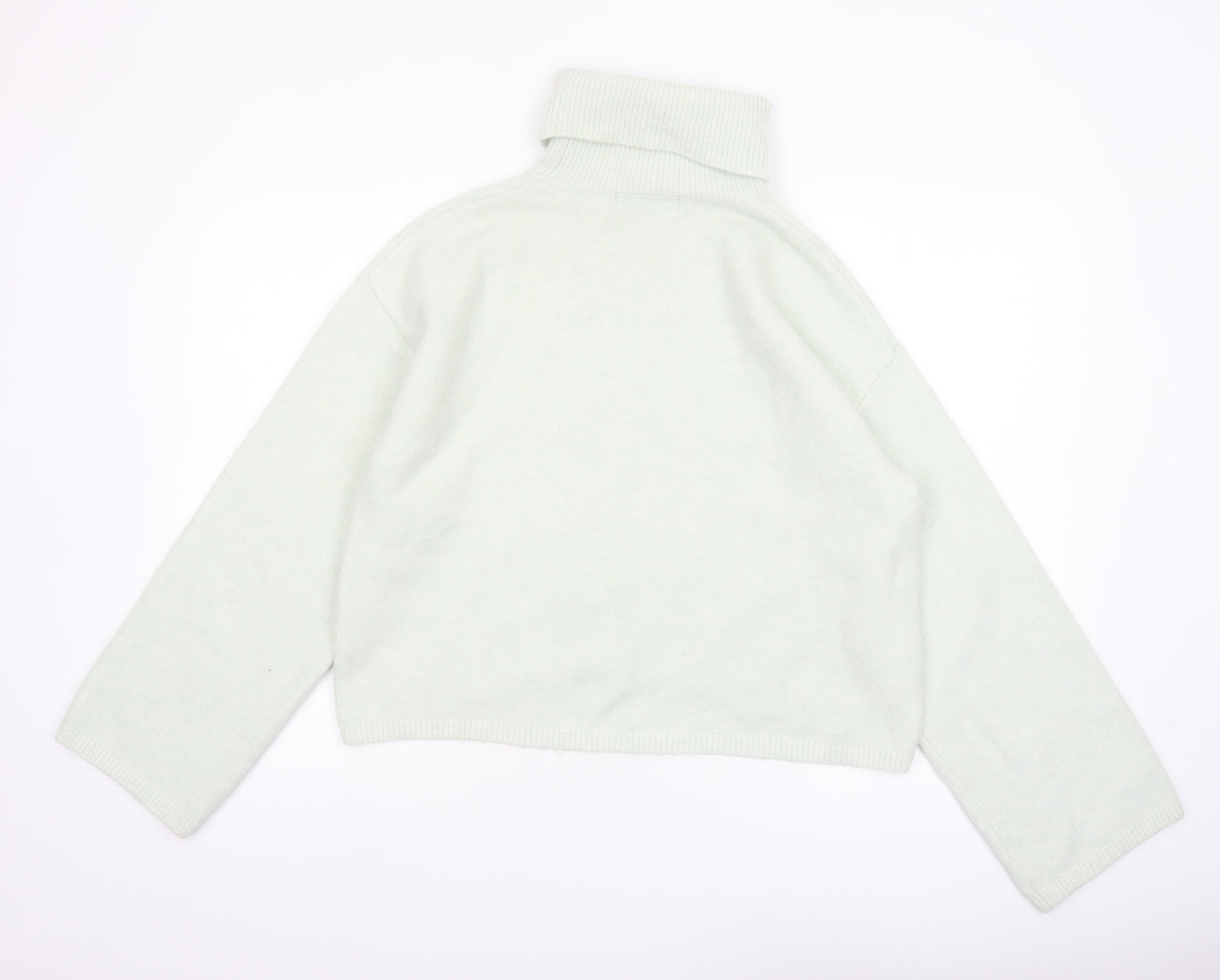 Bershka Women Ivory Roll Neck Knit Jumper Size 8 Regular Fit