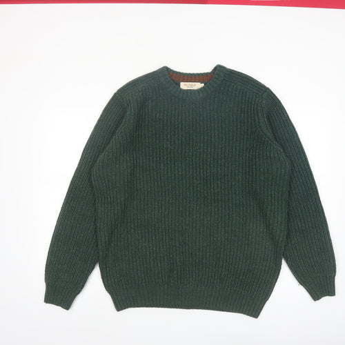 PG Field Men's Green Chunky-Knit Crew Neck Acrylic Jumper L