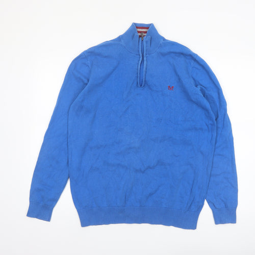 Crew Clothing Company Men's Blue Cotton 1/4 Zip Jumper Size L
