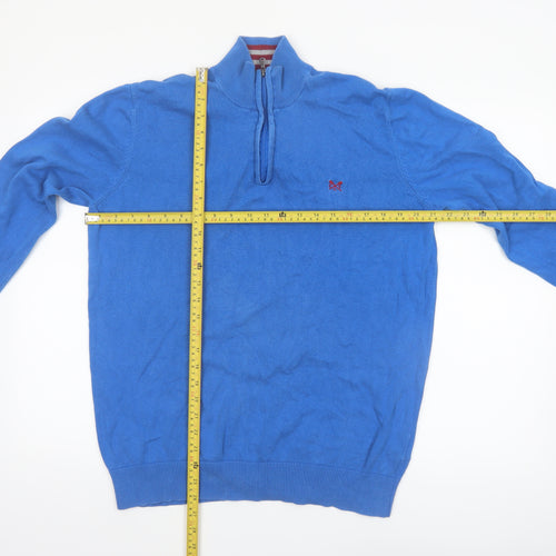 Crew Clothing Company Men's Blue Cotton 1/4 Zip Jumper Size L