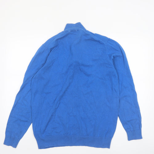 Crew Clothing Company Men's Blue Cotton 1/4 Zip Jumper Size L