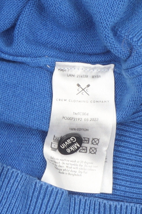 Crew Clothing Company Men's Blue Cotton 1/4 Zip Jumper Size L