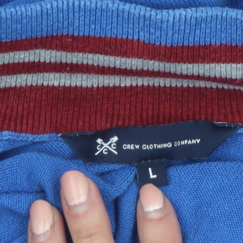 Crew Clothing Company Men's Blue Cotton 1/4 Zip Jumper Size L