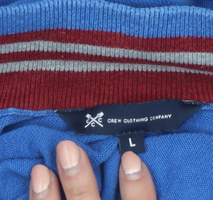 Crew Clothing Company Men's Blue Cotton 1/4 Zip Jumper Size L