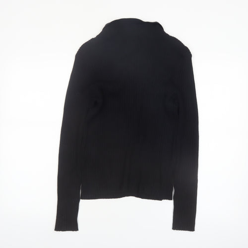 Cyrus Women's Black Collared Button Front Long Sleeve Knit Cardigan M