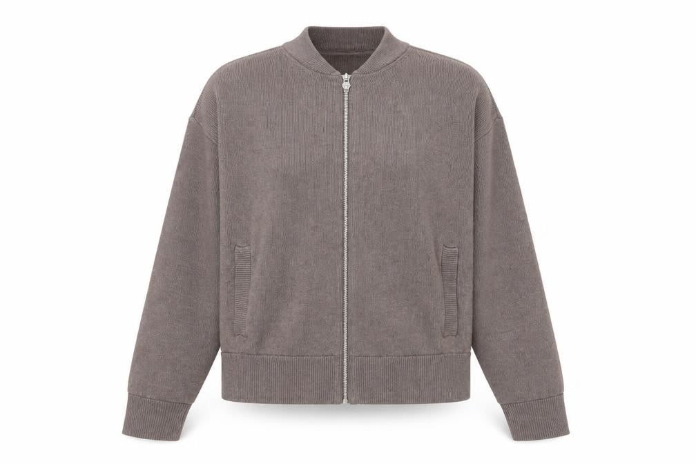 Front view of Marks & Spencer Women Brown Full Zip Knit Jumper, size S