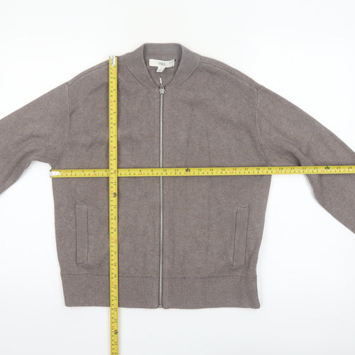 Marks and Spencer Women Brown Full Zip Knit Jumper Size S