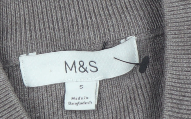 Marks and Spencer Women Brown Full Zip Knit Jumper Size S