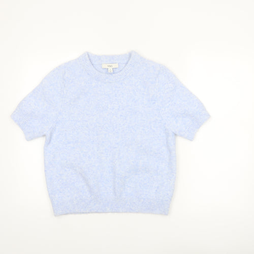 Marks and Spencer Women's Blue Short Sleeve Pullover Jumper Size M