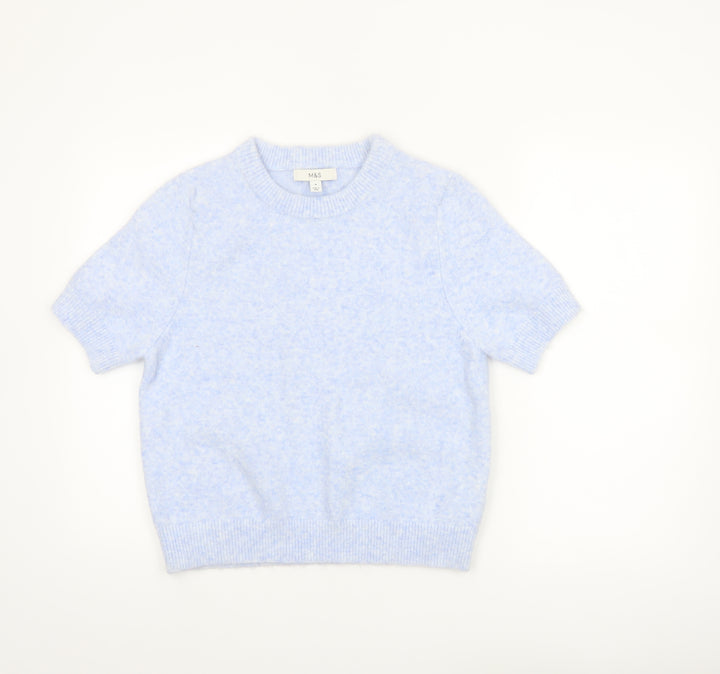 Marks and Spencer Women's Blue Short Sleeve Pullover Jumper Size M