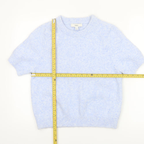 Marks and Spencer Women's Blue Short Sleeve Pullover Jumper Size M