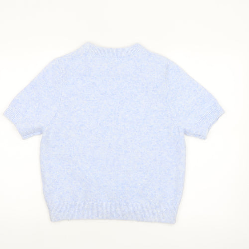 Marks and Spencer Women's Blue Short Sleeve Pullover Jumper Size M