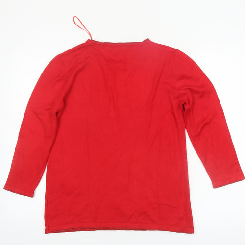 Just Elegance Women's Red M Stud Shoulder Long Sleeve Jumper