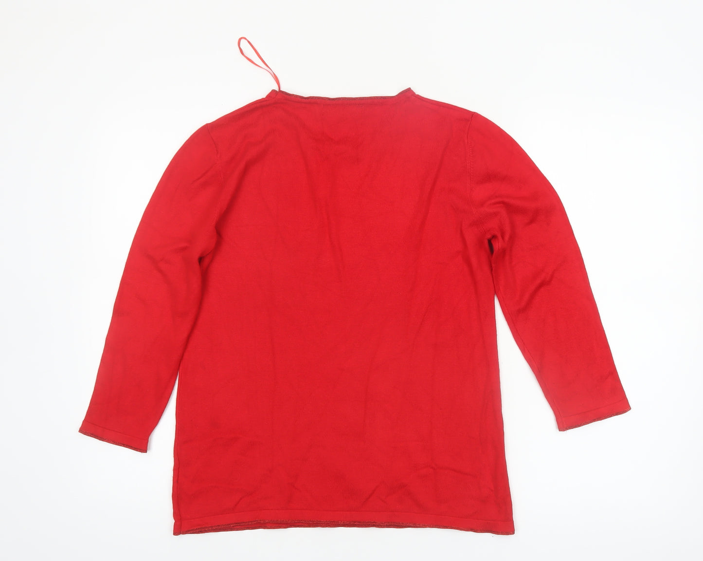 Just Elegance Women's Red M Stud Shoulder Long Sleeve Jumper