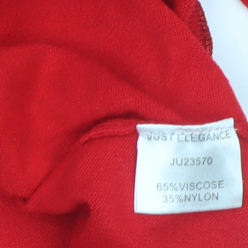 Just Elegance Women's Red M Stud Shoulder Long Sleeve Jumper