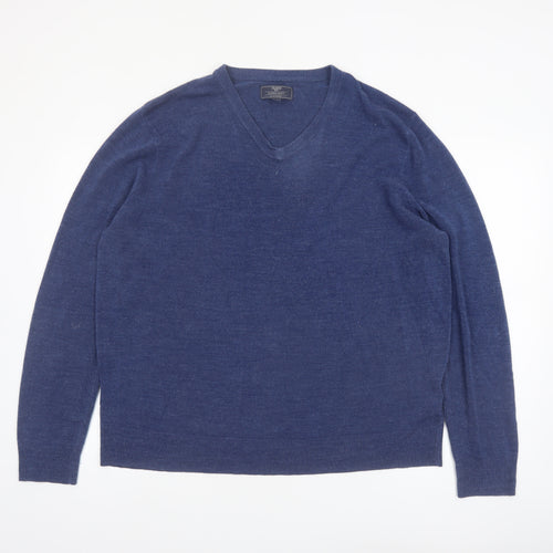 Atlantic Bay Men's Blue V-Neck Acrylic Pullover Jumper XL