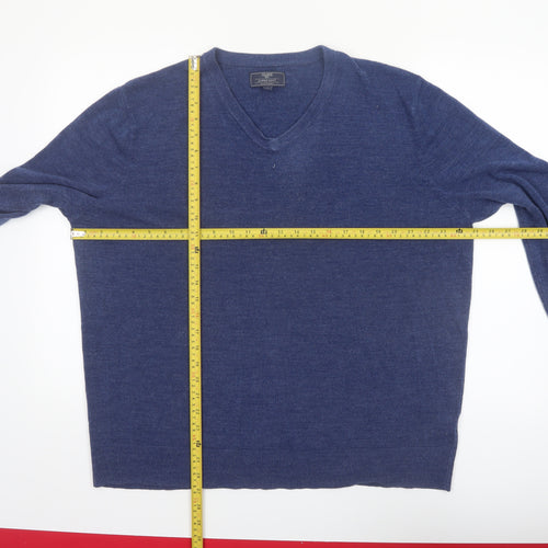 Atlantic Bay Men's Blue V-Neck Acrylic Pullover Jumper XL