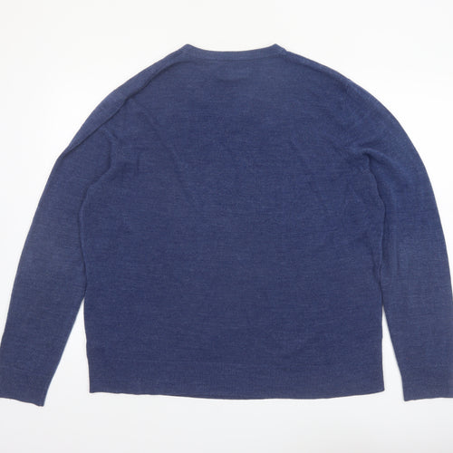 Atlantic Bay Men's Blue V-Neck Acrylic Pullover Jumper XL