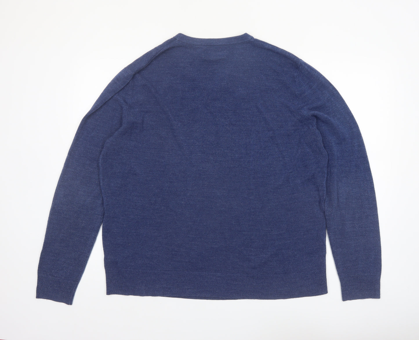 Atlantic Bay Men's Blue V-Neck Acrylic Pullover Jumper XL