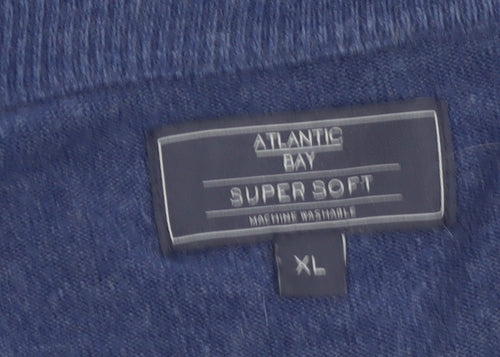 Atlantic Bay Men's Blue V-Neck Acrylic Pullover Jumper XL