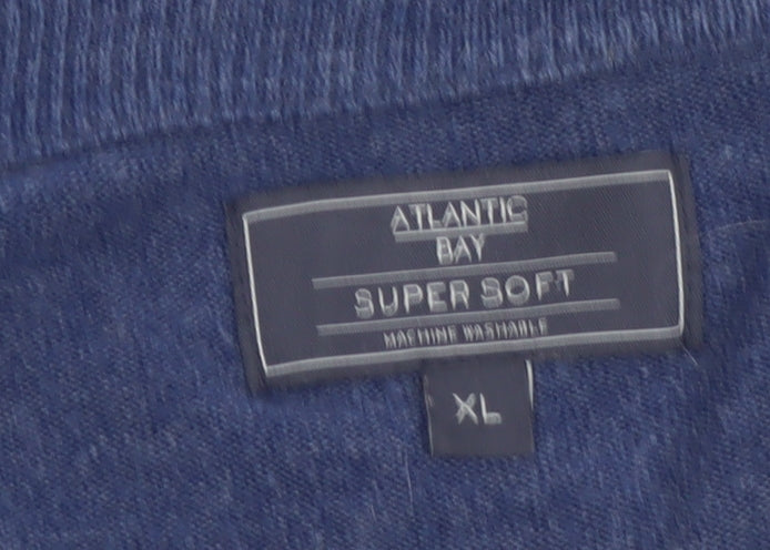 Atlantic Bay Men's Blue V-Neck Acrylic Pullover Jumper XL