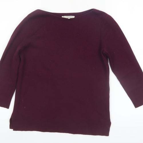 Hobbs Women Purple Wool Blend 3/4 Sleeve Boat Neck Jumper Size S