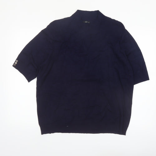 M&Co Women's Blue Short Sleeve High Neck Pullover Jumper Size 22
