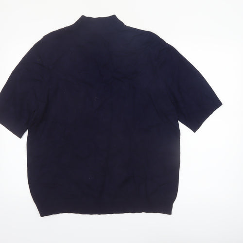 M&Co Women's Blue Short Sleeve High Neck Pullover Jumper Size 22