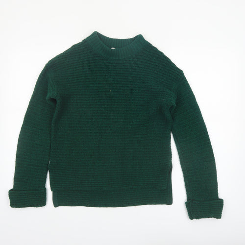 John Lewis Anyday Women Green Chunky Knit Crew Neck Pullover Jumper XS