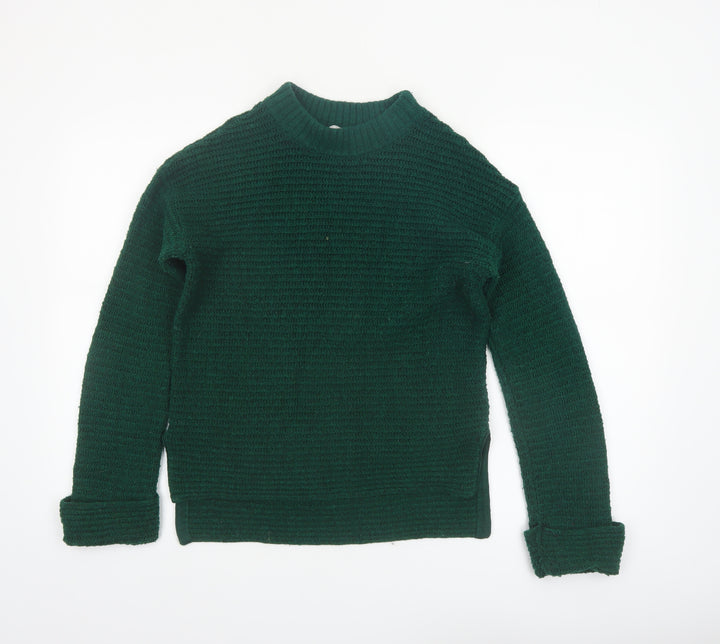John Lewis Anyday Women Green Chunky Knit Crew Neck Pullover Jumper XS