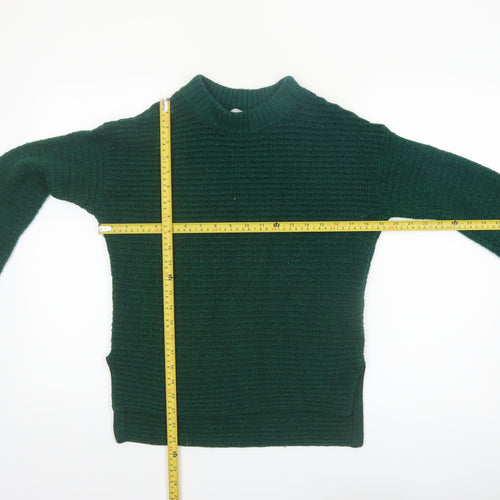 John Lewis Anyday Women Green Chunky Knit Crew Neck Pullover Jumper XS