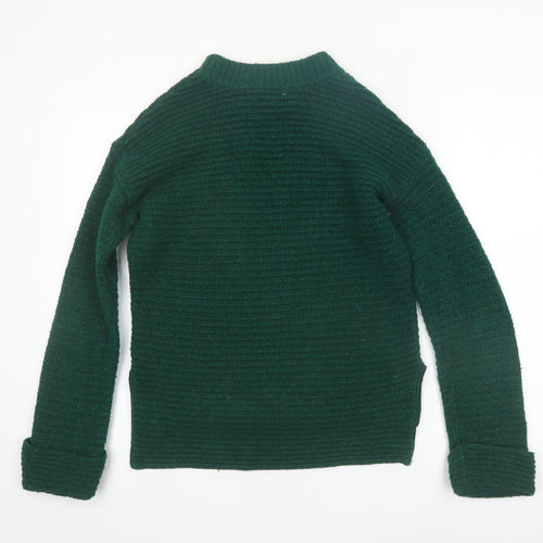 John Lewis Anyday Women Green Chunky Knit Crew Neck Pullover Jumper XS