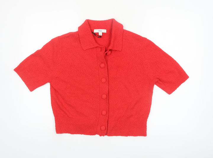 Marks and Spencer Women’s Red Collared Short Sleeve Knit Cardigan M