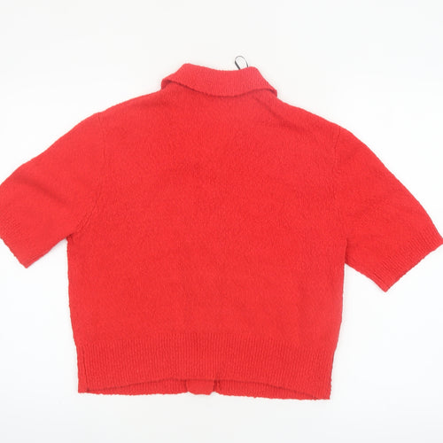 Marks and Spencer Women’s Red Collared Short Sleeve Knit Cardigan M