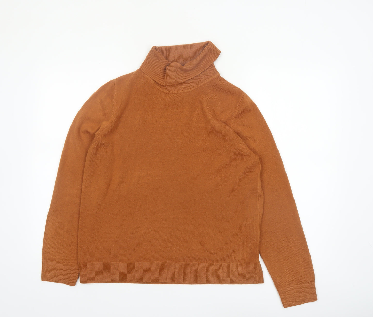 Marks and Spencer Women Brown Roll Neck Acrylic Jumper Size 16