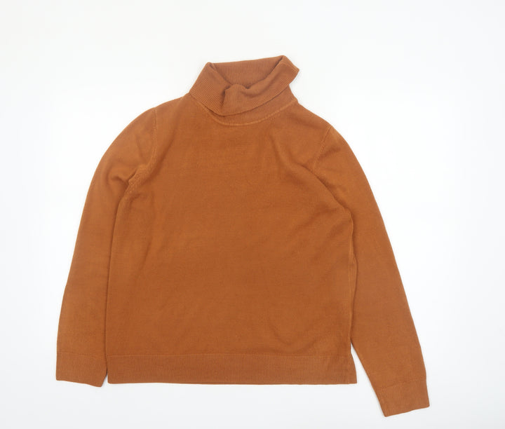 Marks and Spencer Women Brown Roll Neck Acrylic Jumper Size 16