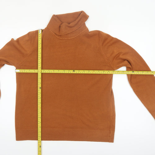 Marks and Spencer Women Brown Roll Neck Acrylic Jumper Size 16