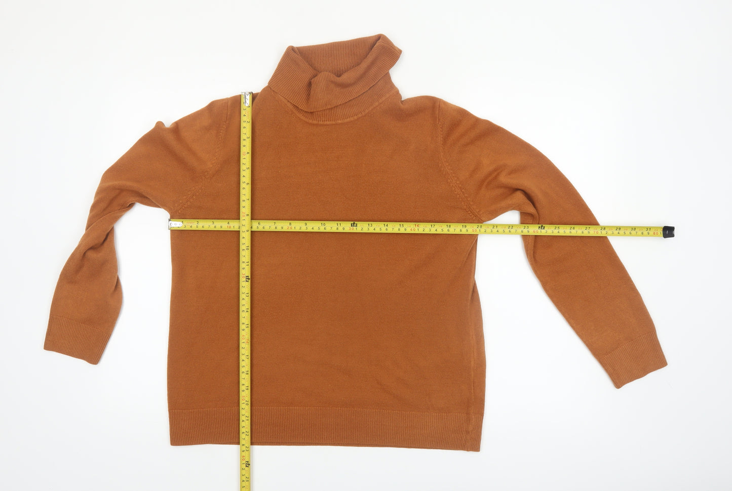 Marks and Spencer Women Brown Roll Neck Acrylic Jumper Size 16