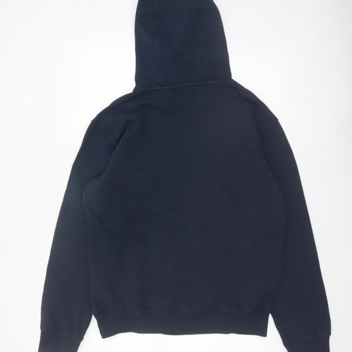 Superdry Men's Blue Pullover Hoodie Size M Cotton Logo Sweatshirt