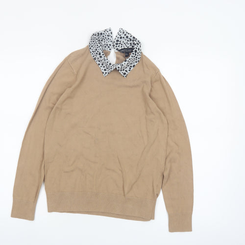 Dorothy Perkins Women’s Beige Collared Pullover Jumper Size 8