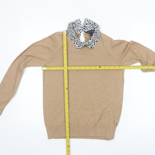 Dorothy Perkins Women’s Beige Collared Pullover Jumper Size 8