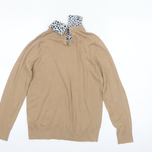 Dorothy Perkins Women’s Beige Collared Pullover Jumper Size 8