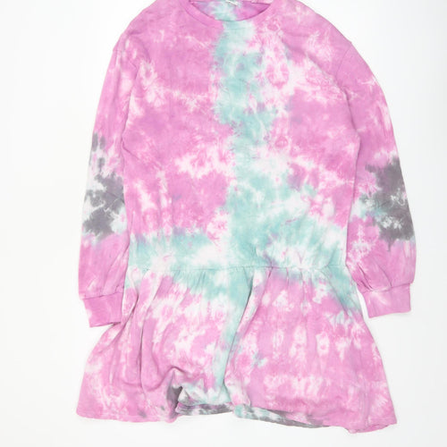 Next Girls Multicoloured Tie Dye Cotton Long Sleeve T-Shirt Dress 15 Years
