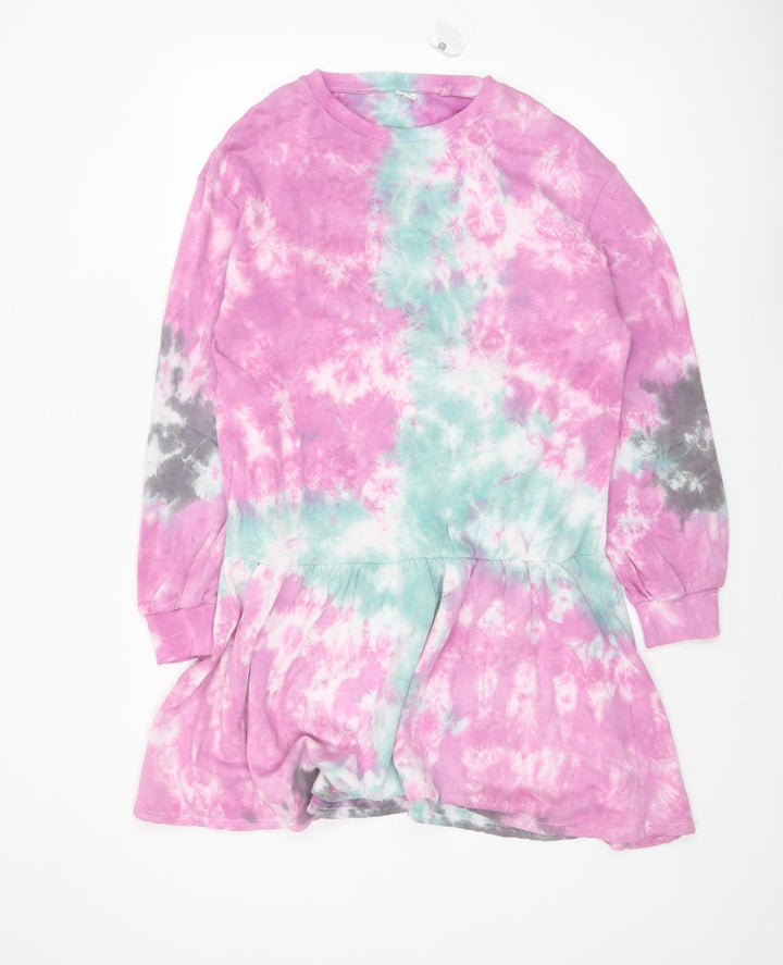 Next Girls Multicoloured Tie Dye Cotton Long Sleeve T-Shirt Dress 15 Years