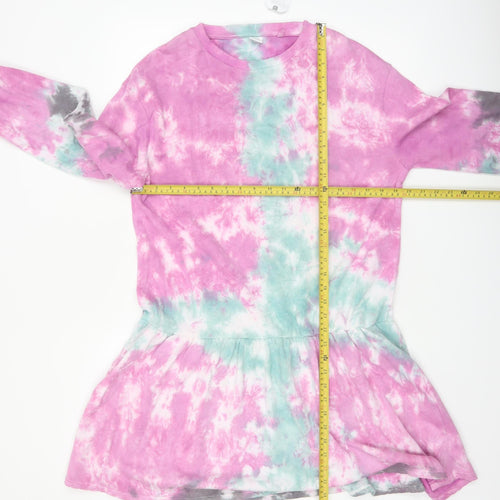 Next Girls Multicoloured Tie Dye Cotton Long Sleeve T-Shirt Dress 15 Years