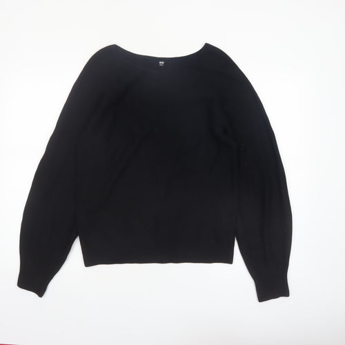 Uniqlo Women Black Cotton Boat Neck Long Sleeve Jumper Size S