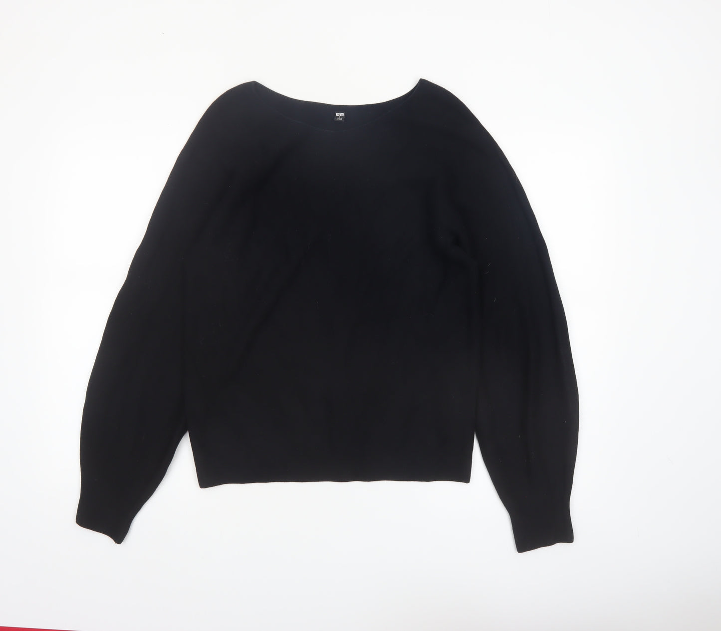 Uniqlo Women Black Cotton Boat Neck Long Sleeve Jumper Size S