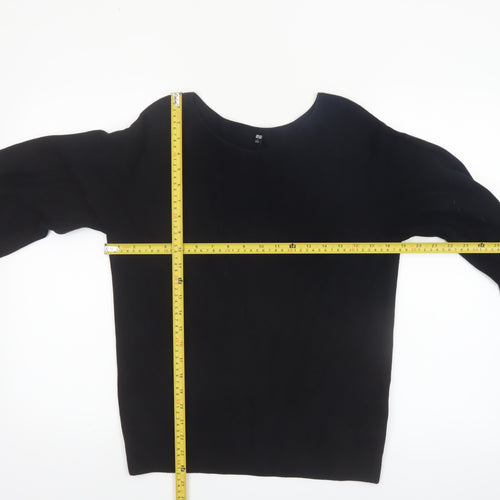 Uniqlo Women Black Cotton Boat Neck Long Sleeve Jumper Size S