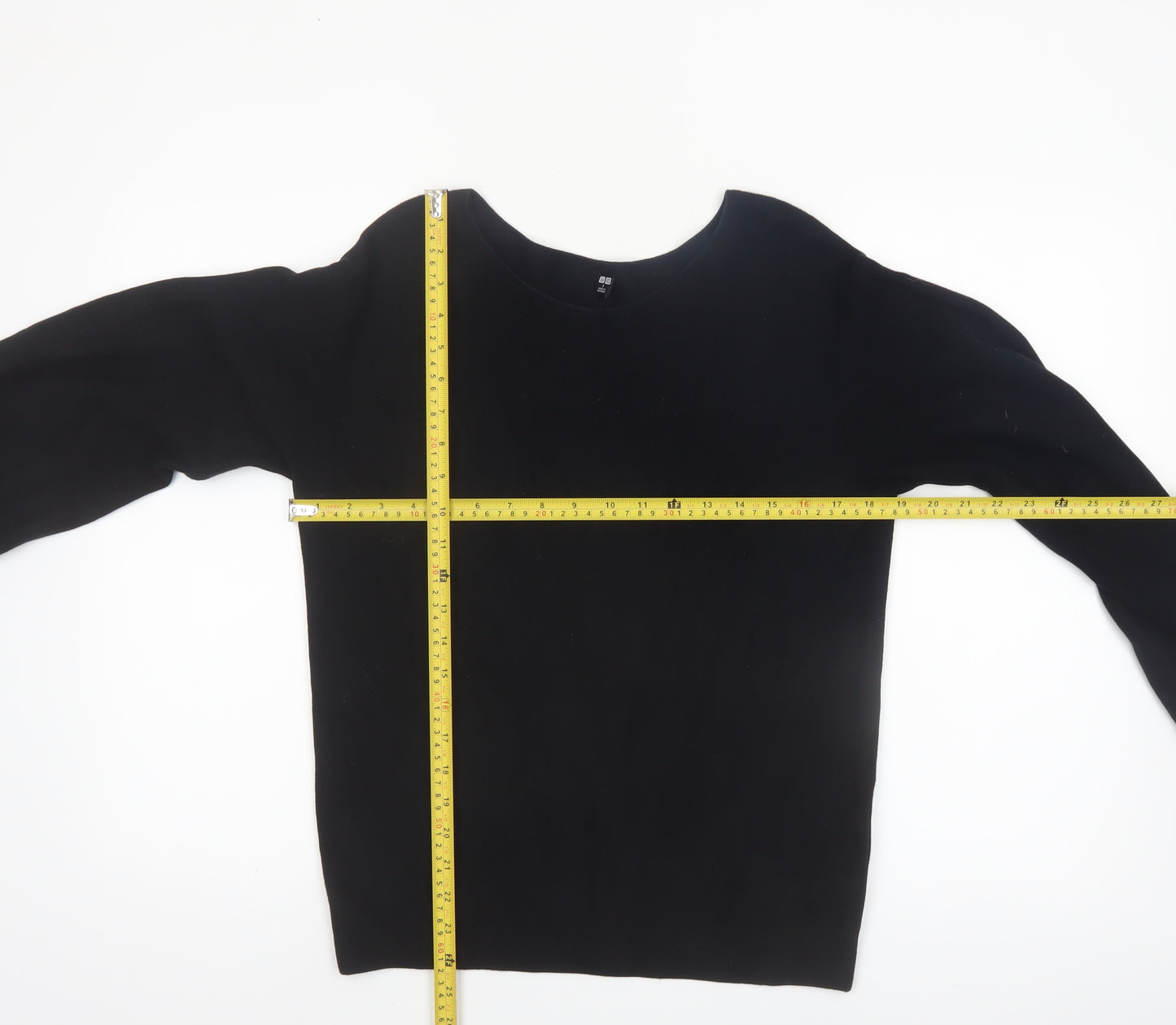 Uniqlo Women Black Cotton Boat Neck Long Sleeve Jumper Size S